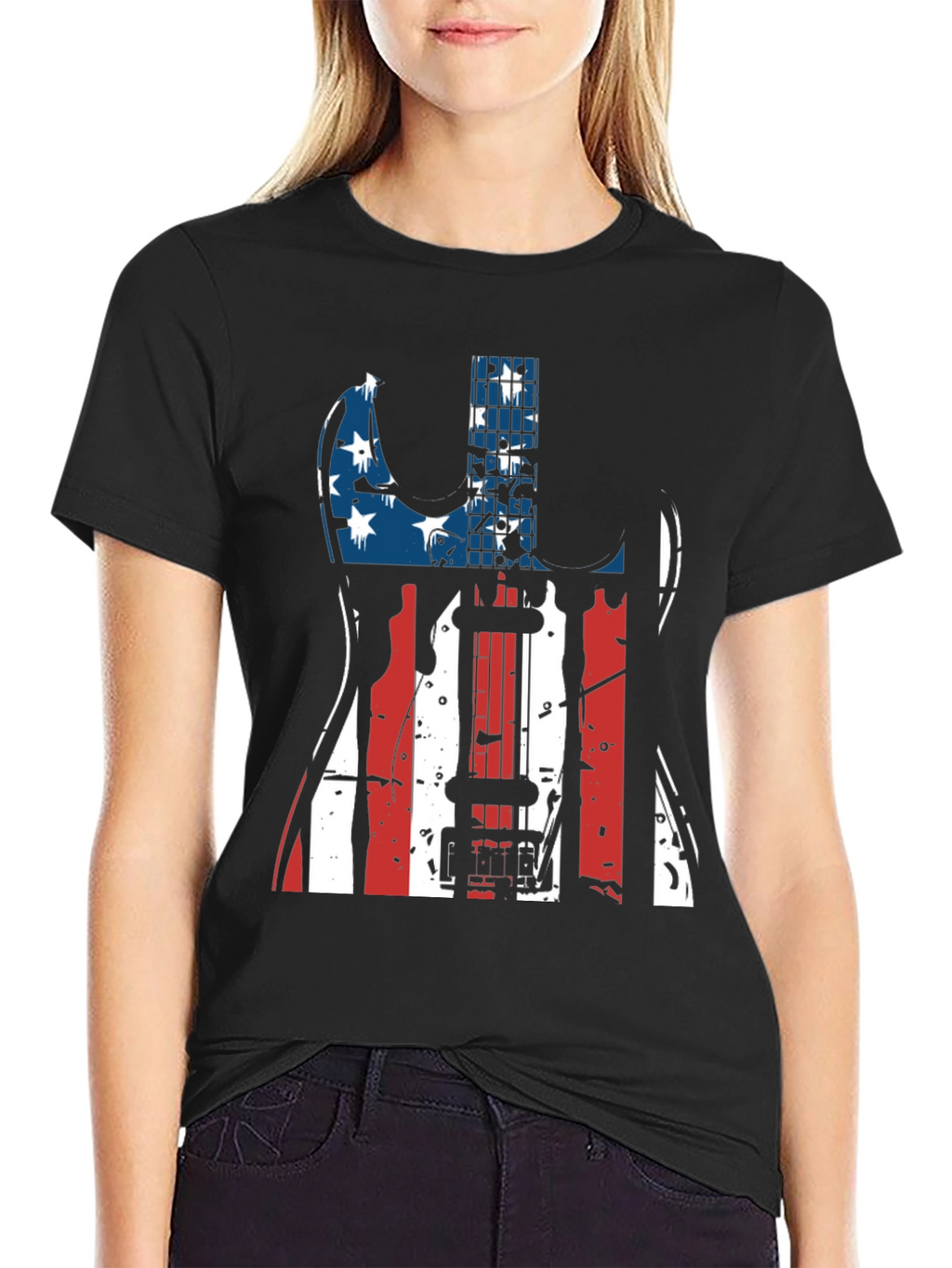 Patriotic Guitar T-Shirt - USA Flag Design