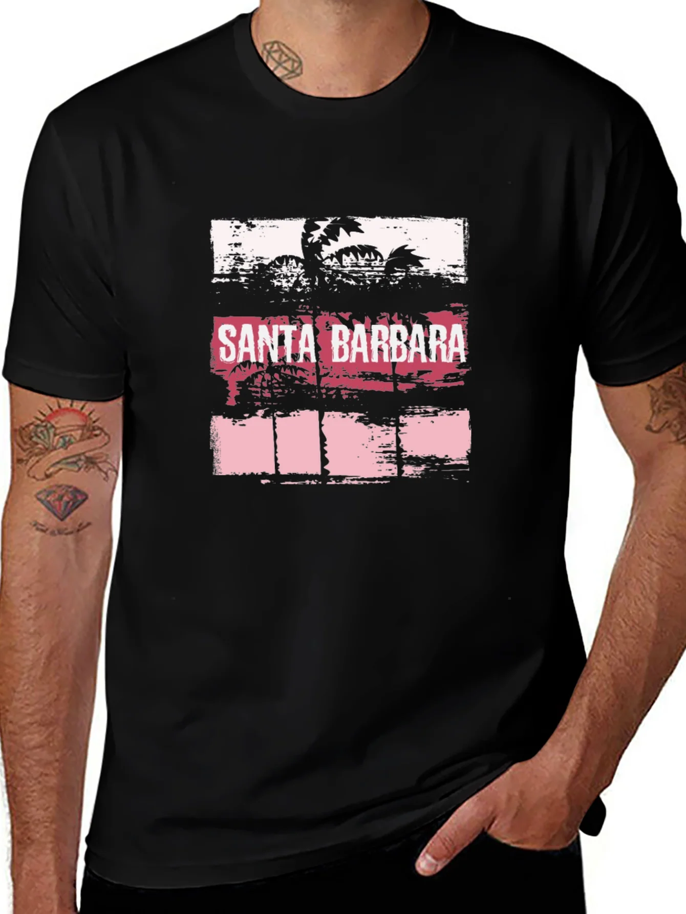 Santa Barbara Palms Black Graphic T-Shirt