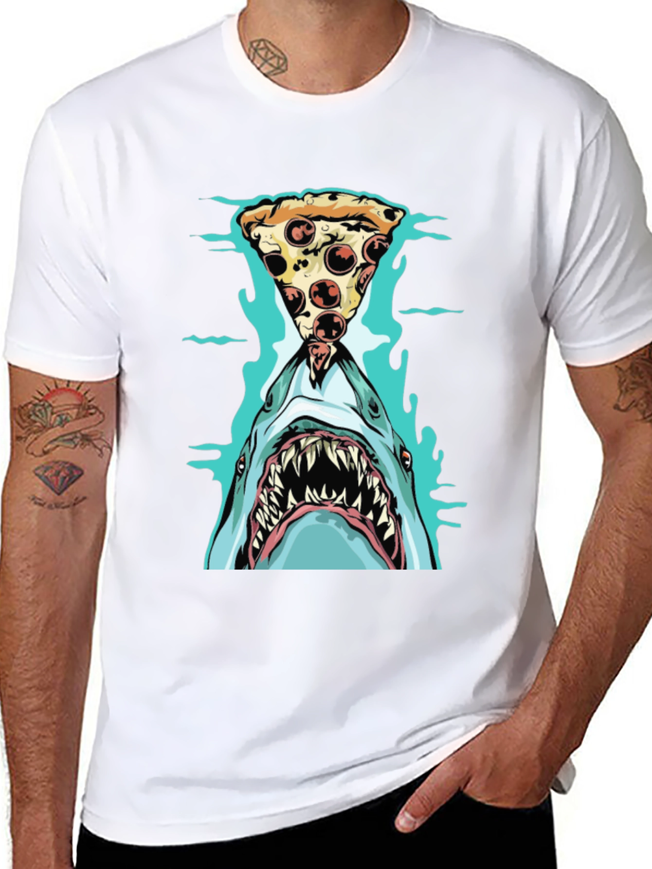 Shark Pizza T-Shirt - Funny Graphic Tee
