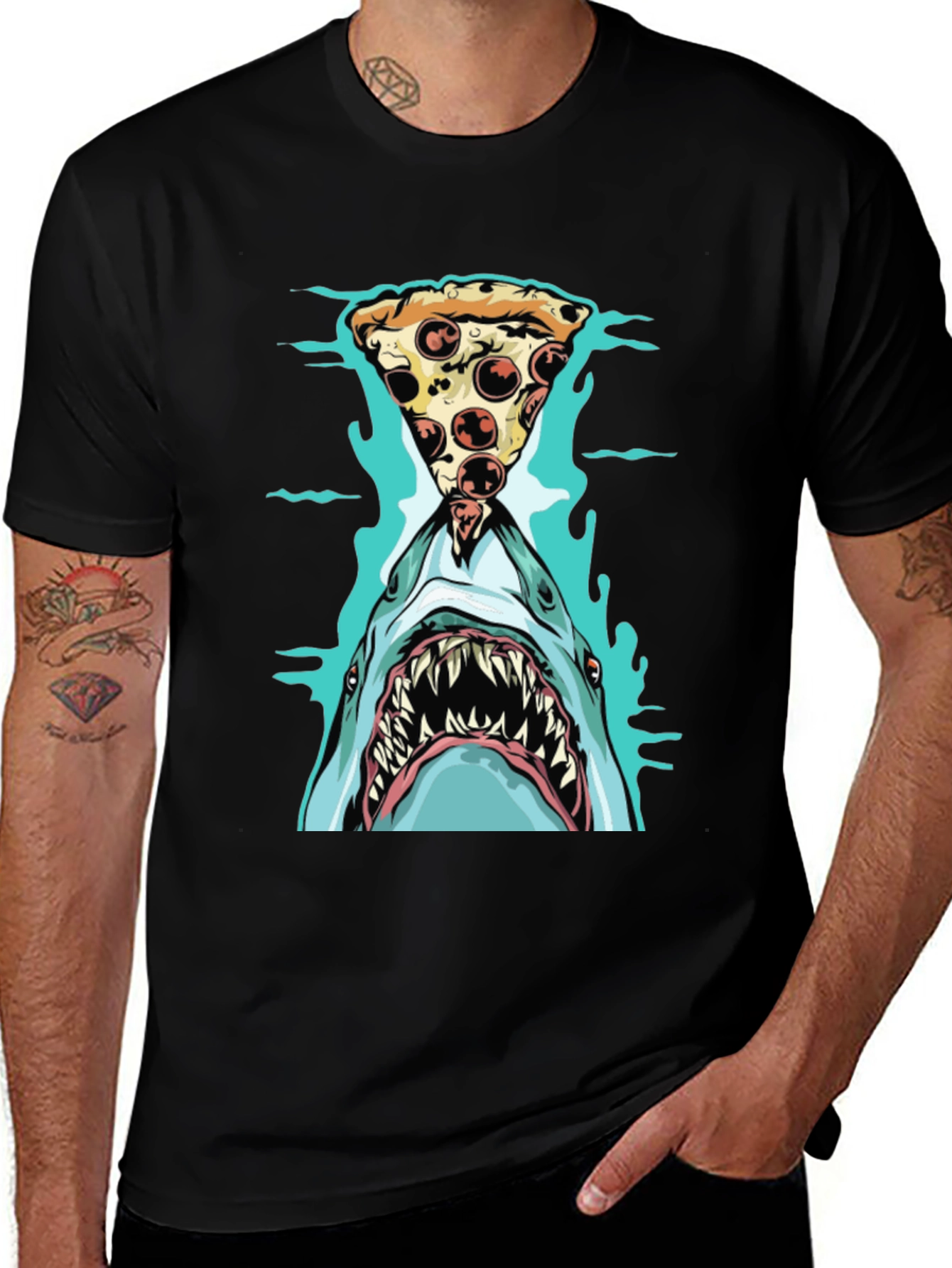 Shark Pizza T-Shirt - Funny Graphic Tee