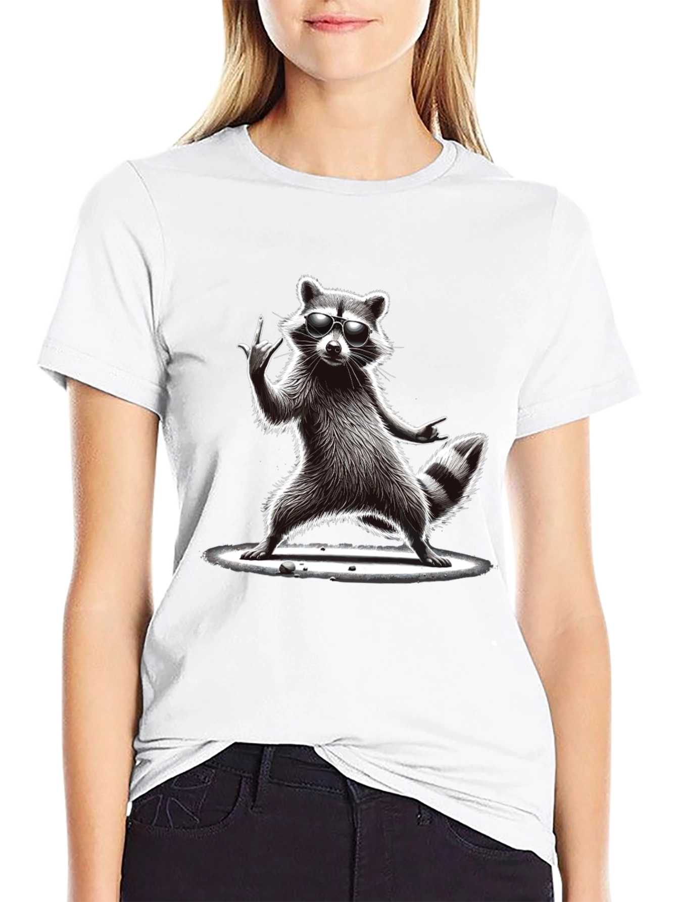 Cool Raccoon Graphic Tee - Rock On!