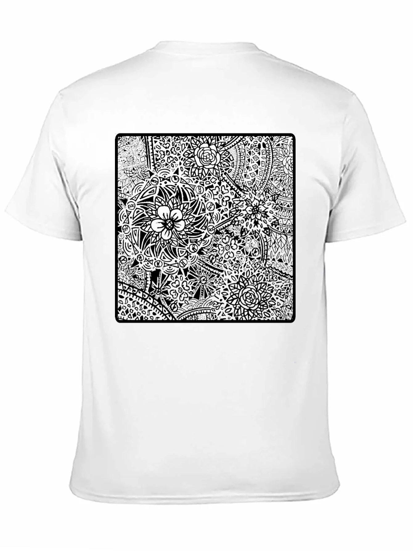 Abstract Floral Print Black T-Shirt