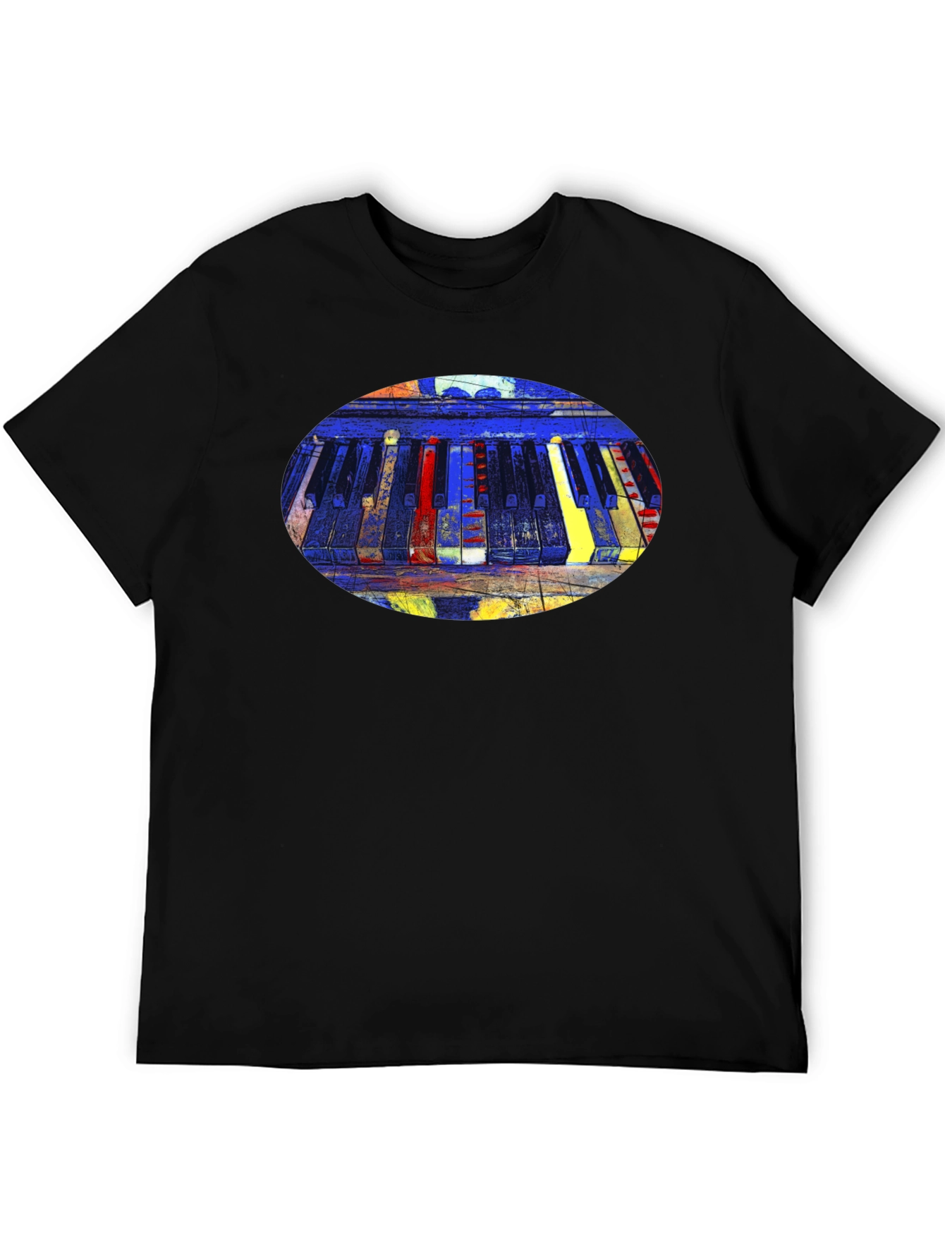 Abstract Piano Keys Graphic Tee - Black