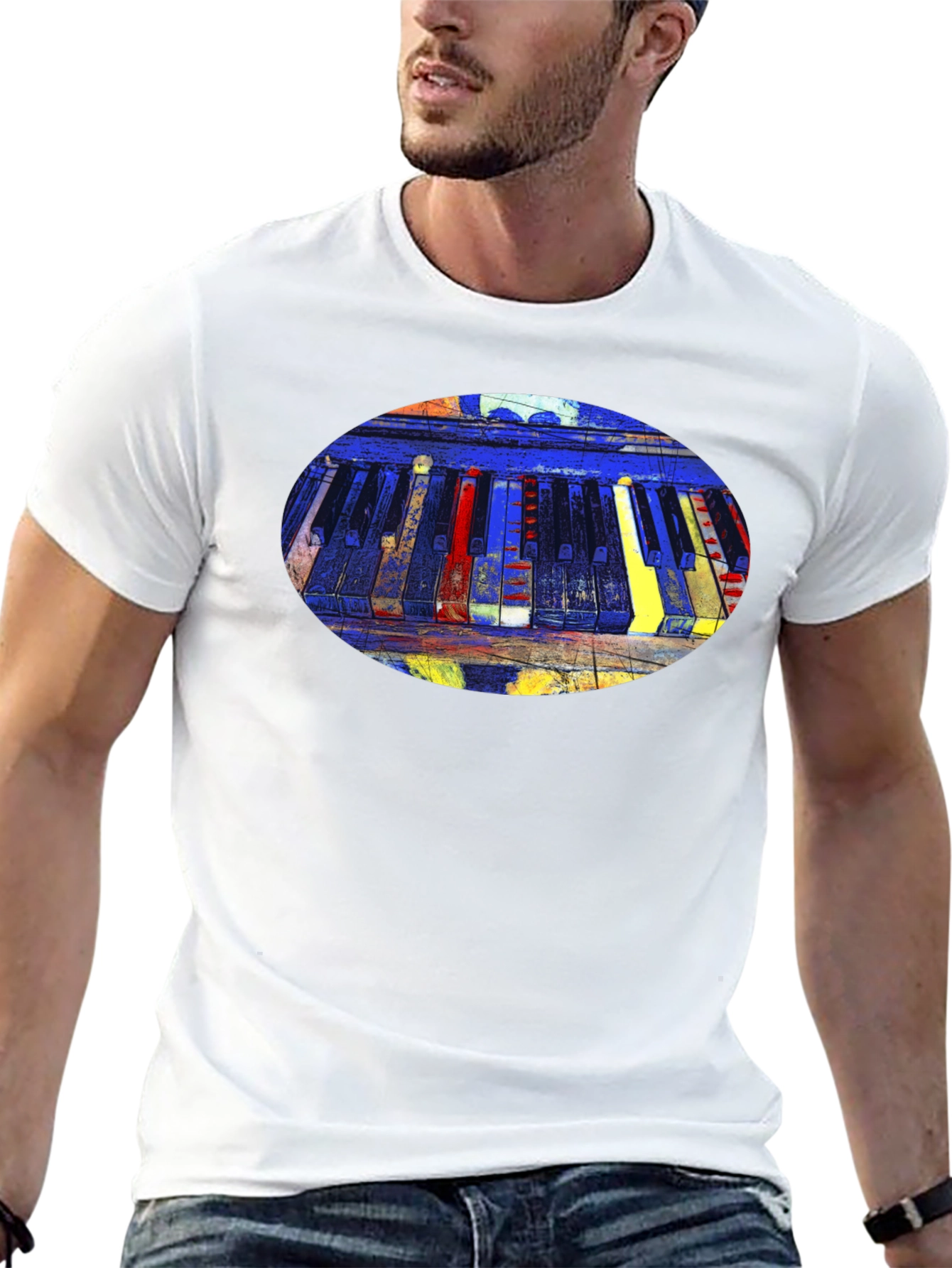 Abstract Piano Keys Graphic Tee - Black