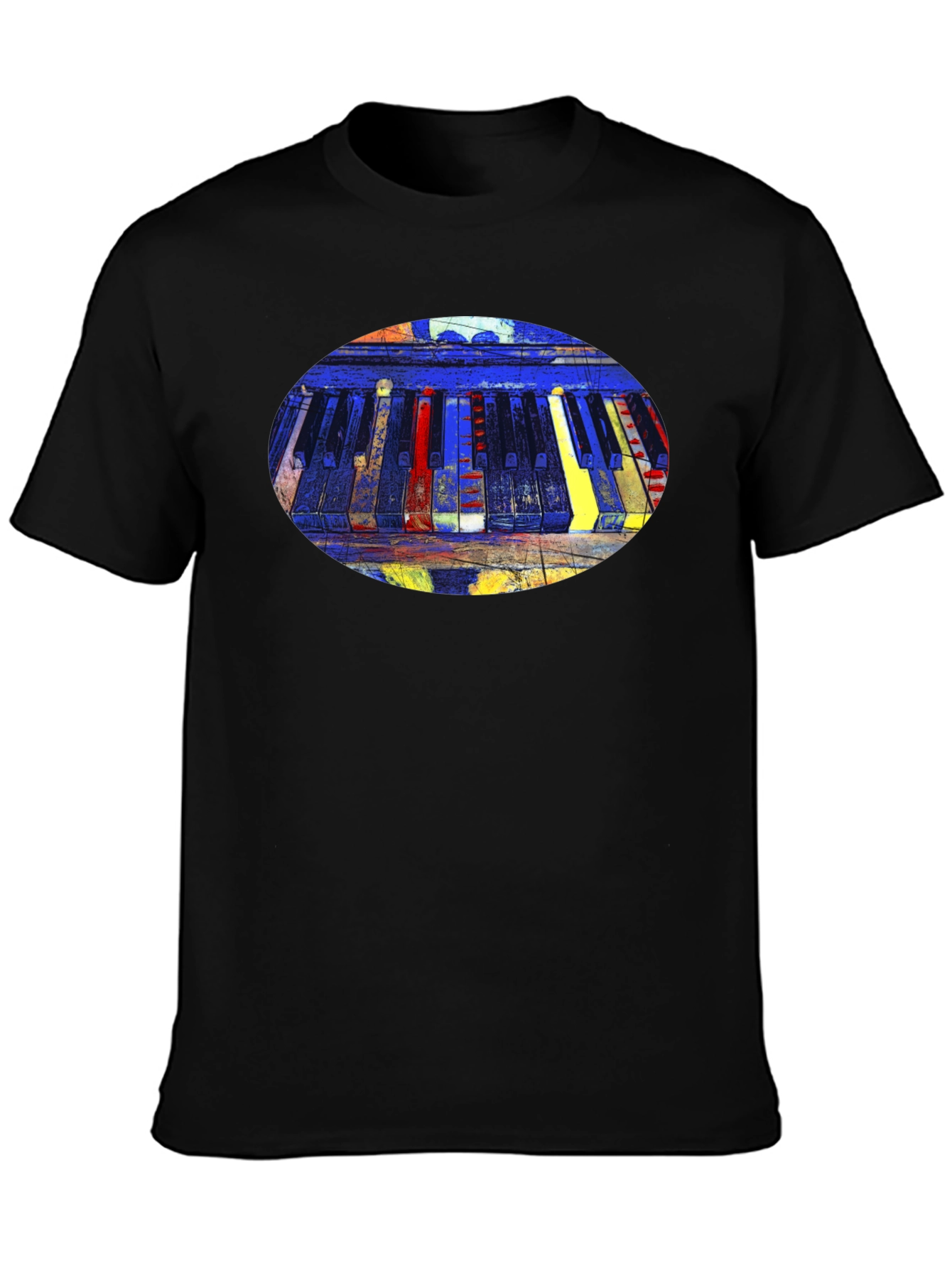 Abstract Piano Keys Graphic Tee - Black
