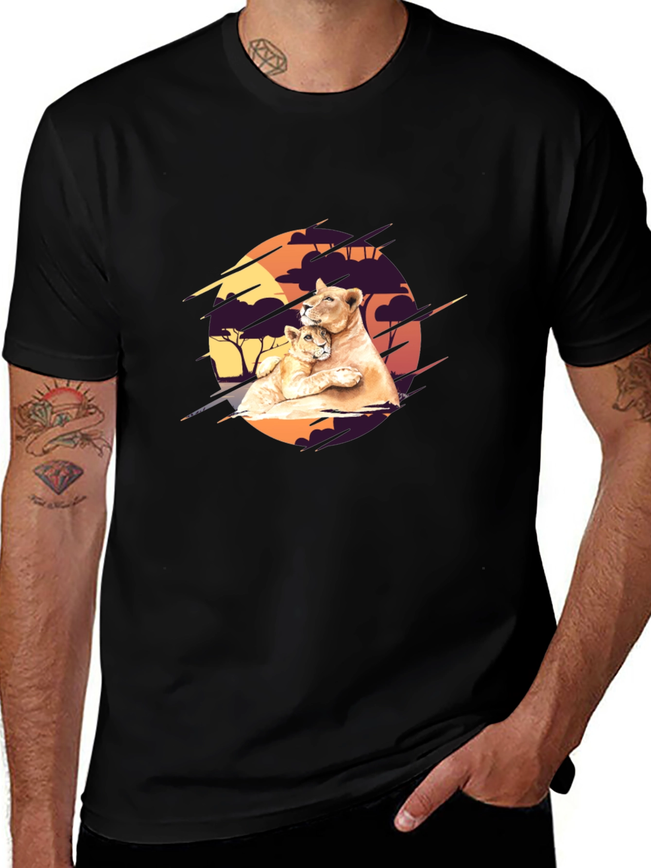 Lioness & Cub Graphic Tee - Black
