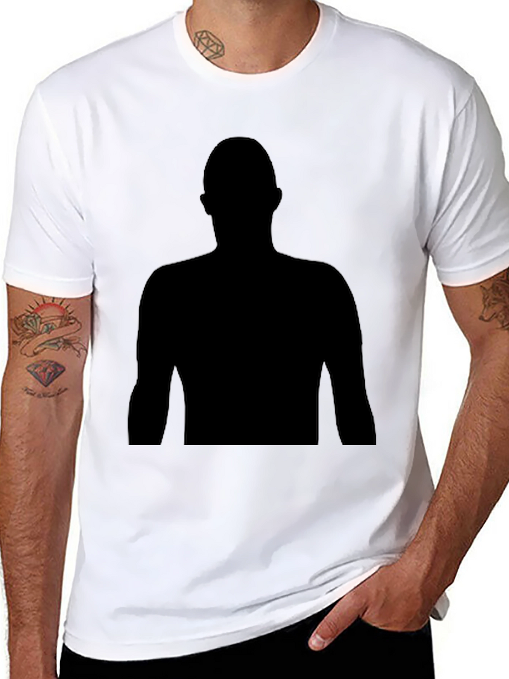 Black Silhouette Graphic Tee - Mens Casual T-Shirt