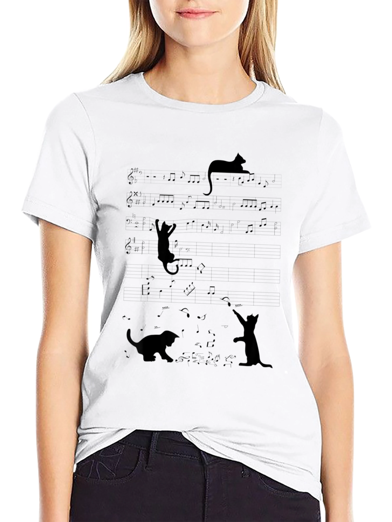 Musical Cats T-Shirt - Black Cotton Tee