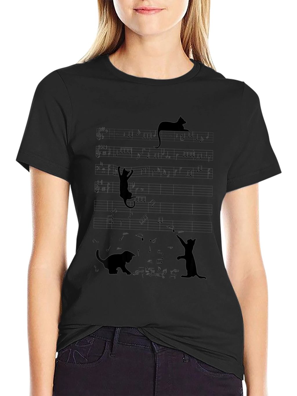 Musical Cats T-Shirt - Black Cotton Tee
