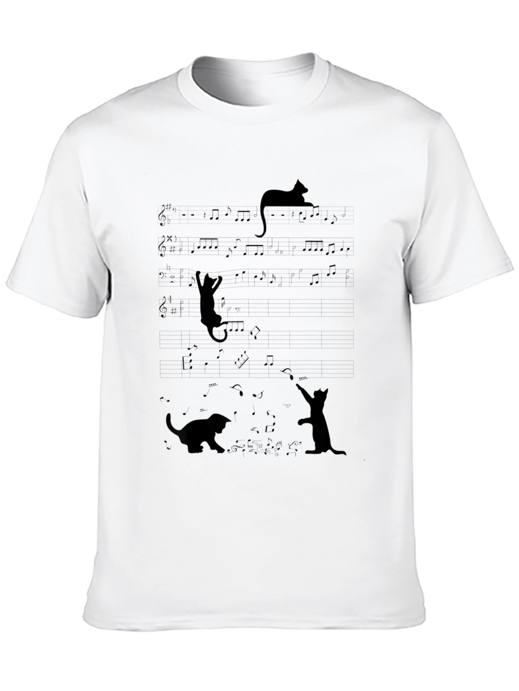Musical Cats T-Shirt - Black Cotton Tee