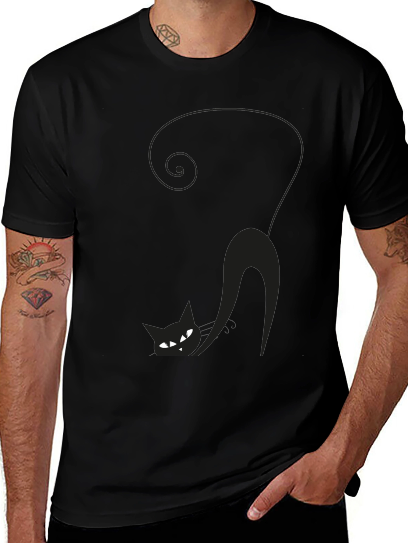 Black Cat Graphic T-Shirt - Spooky Season Style