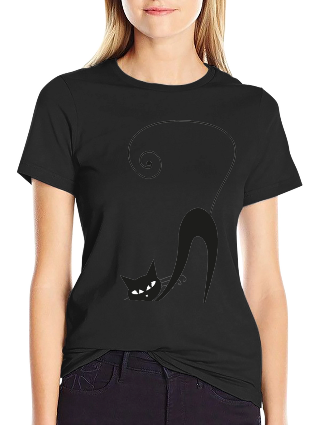 Black Cat Graphic T-Shirt - Spooky Season Style