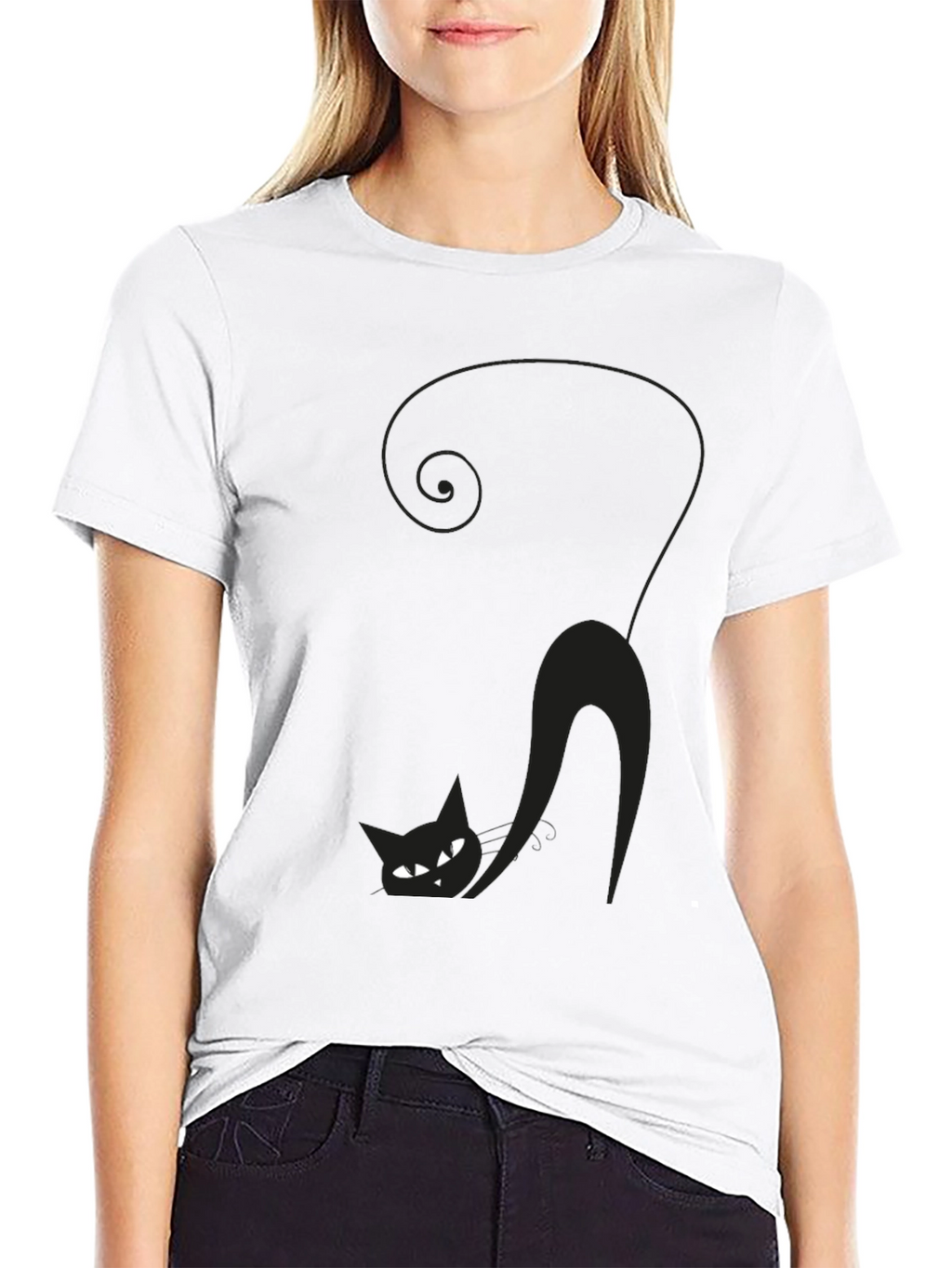 Black Cat Graphic T-Shirt - Spooky Season Style