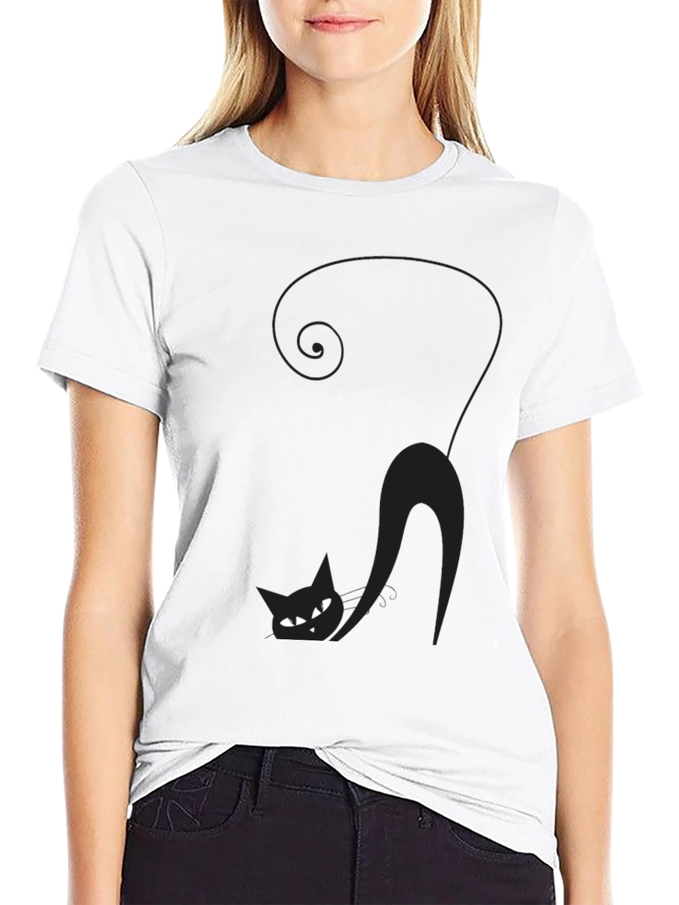 Black Cat Graphic T-Shirt - Spooky Season Style
