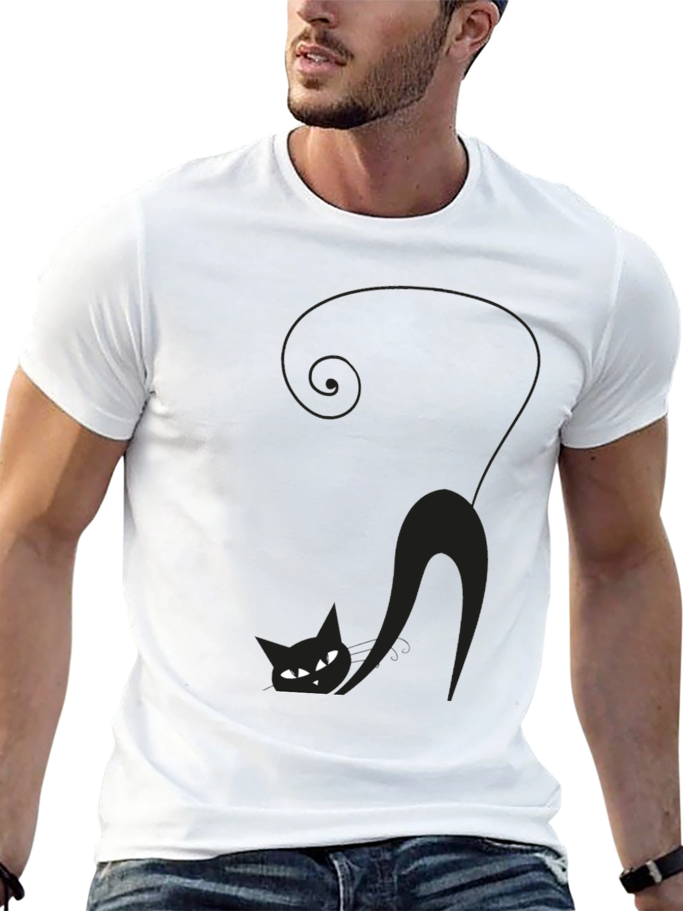 Black Cat Graphic T-Shirt - Spooky Season Style