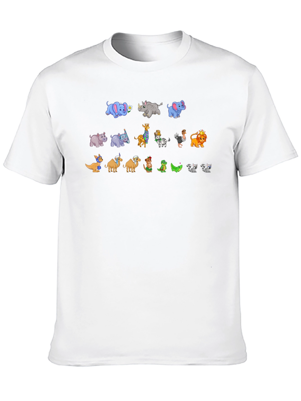 Cartoon Animals Black T-Shirt