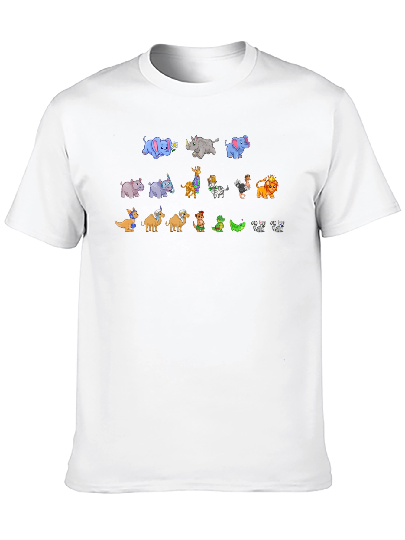 Cartoon Animals Black T-Shirt