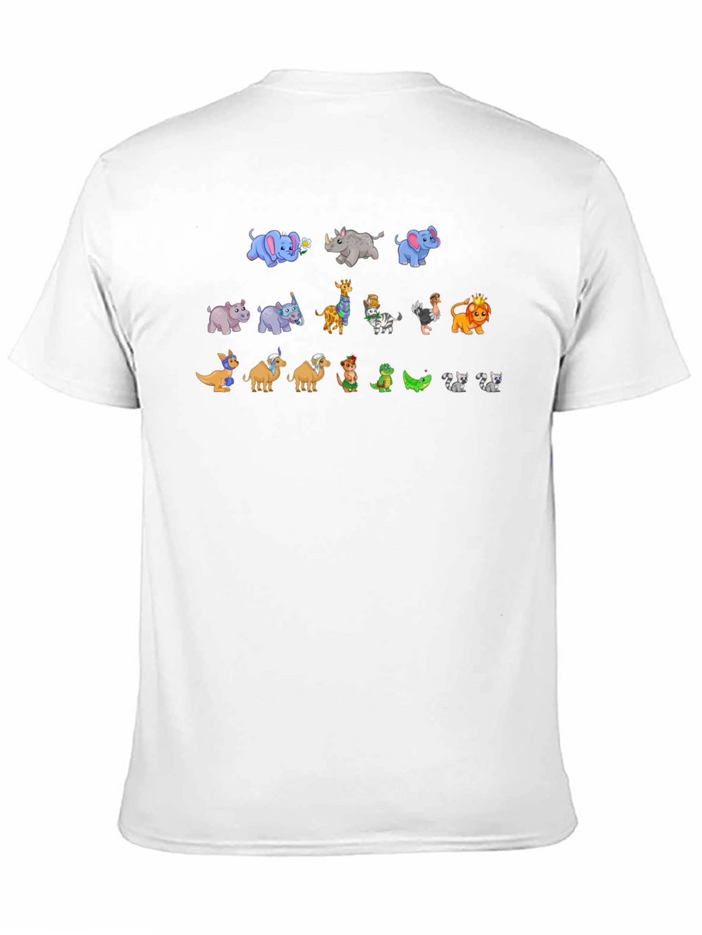 Cartoon Animals Black T-Shirt