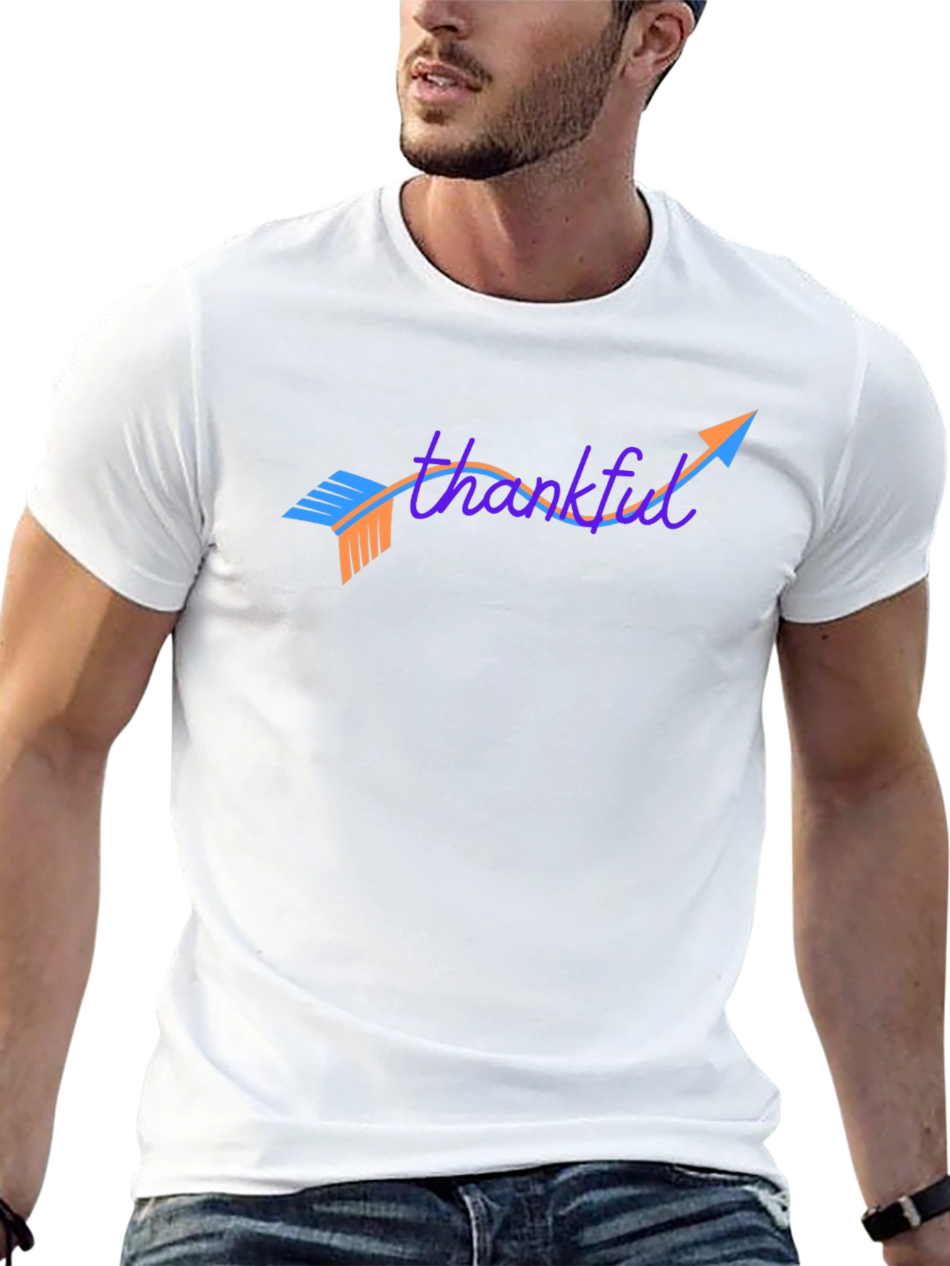 Thankful Arrow Graphic Tee - Casual Black T-Shirt
