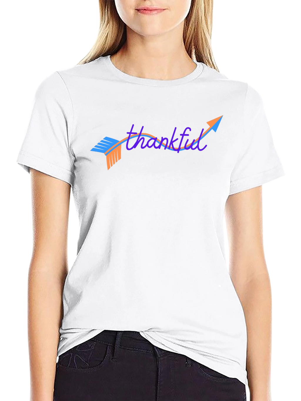 Thankful Arrow Graphic Tee - Casual Black T-Shirt