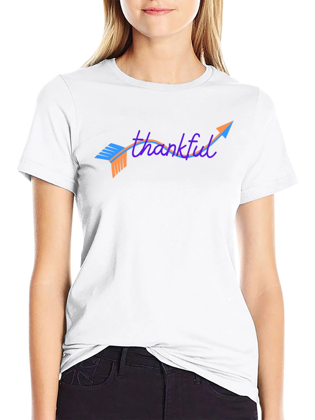 Thankful Arrow Graphic Tee - Casual Black T-Shirt
