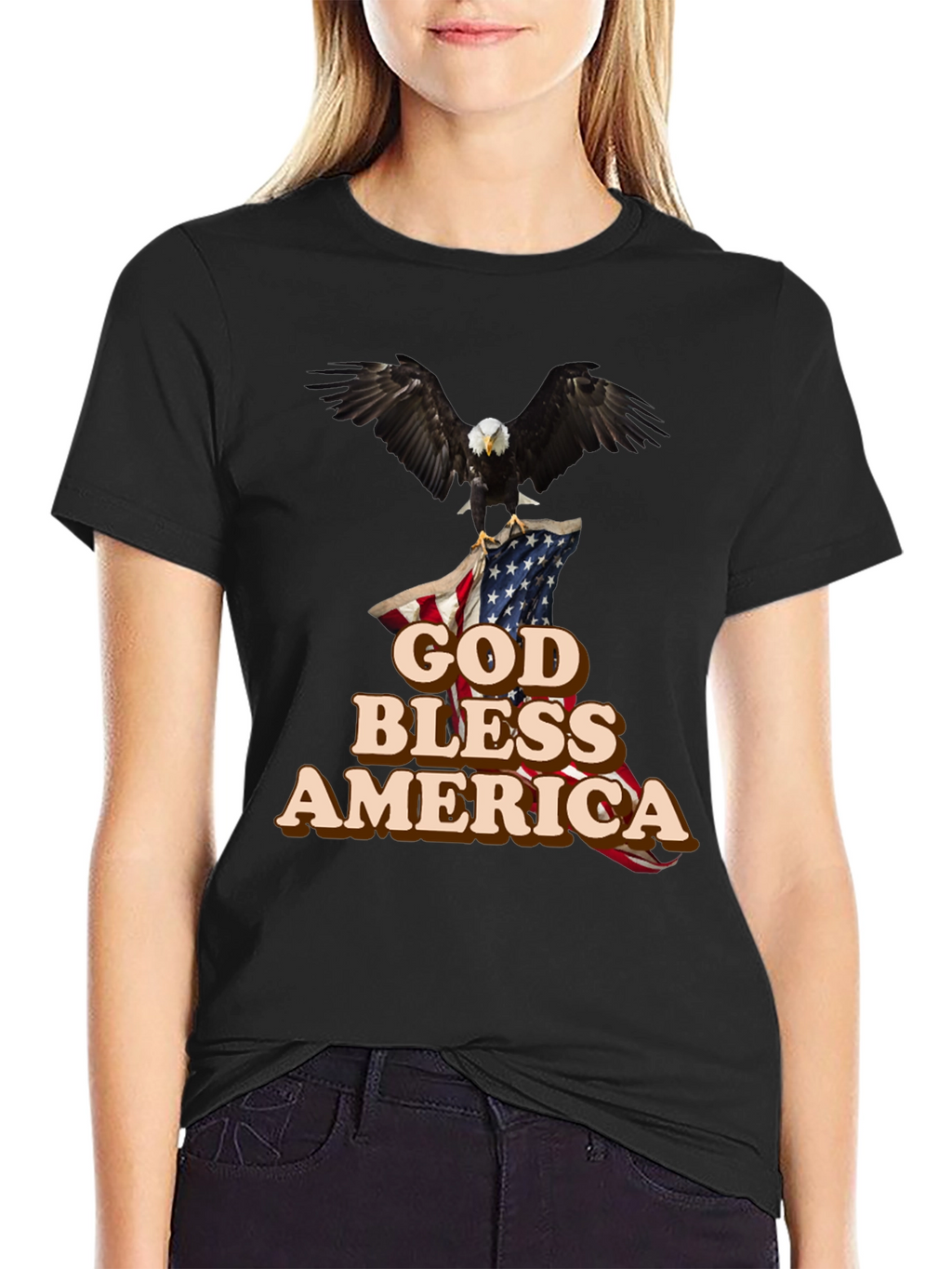 God Bless America T-Shirt Patriotic Eagle Design