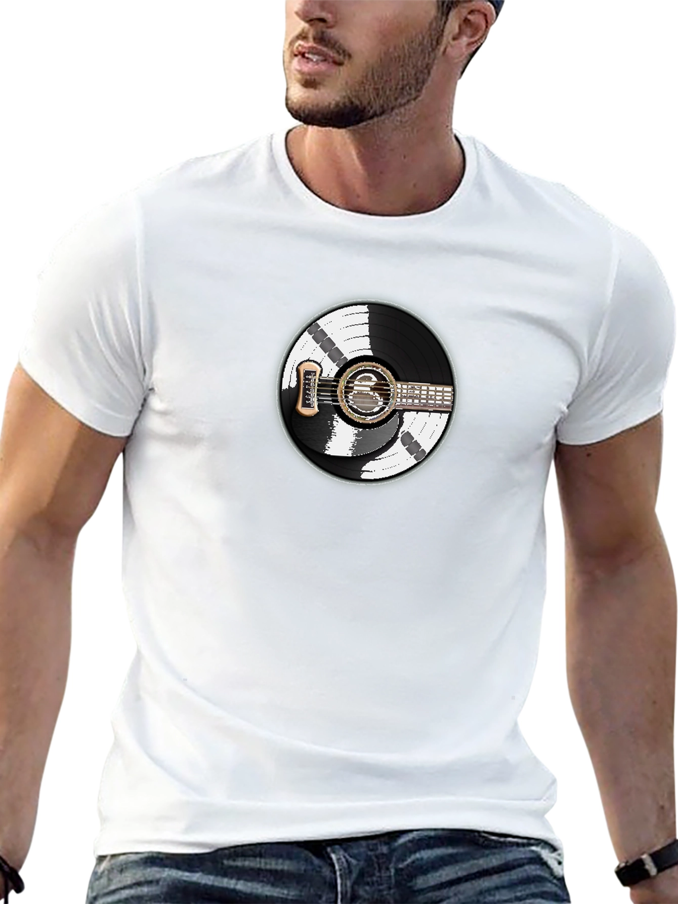 Vinyl Record Guitar Graphic T-Shirt