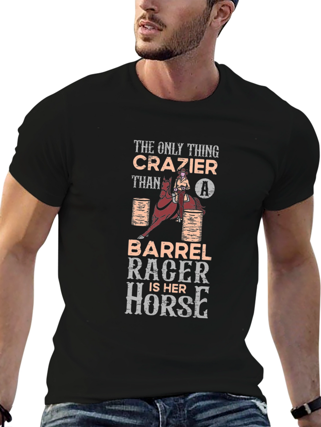 Crazy Barrel Racer & Horse Graphic T-Shirt