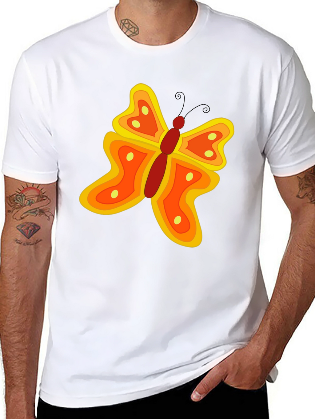 Butterfly Graphic Tee - Stylish Mens Black T-Shirt