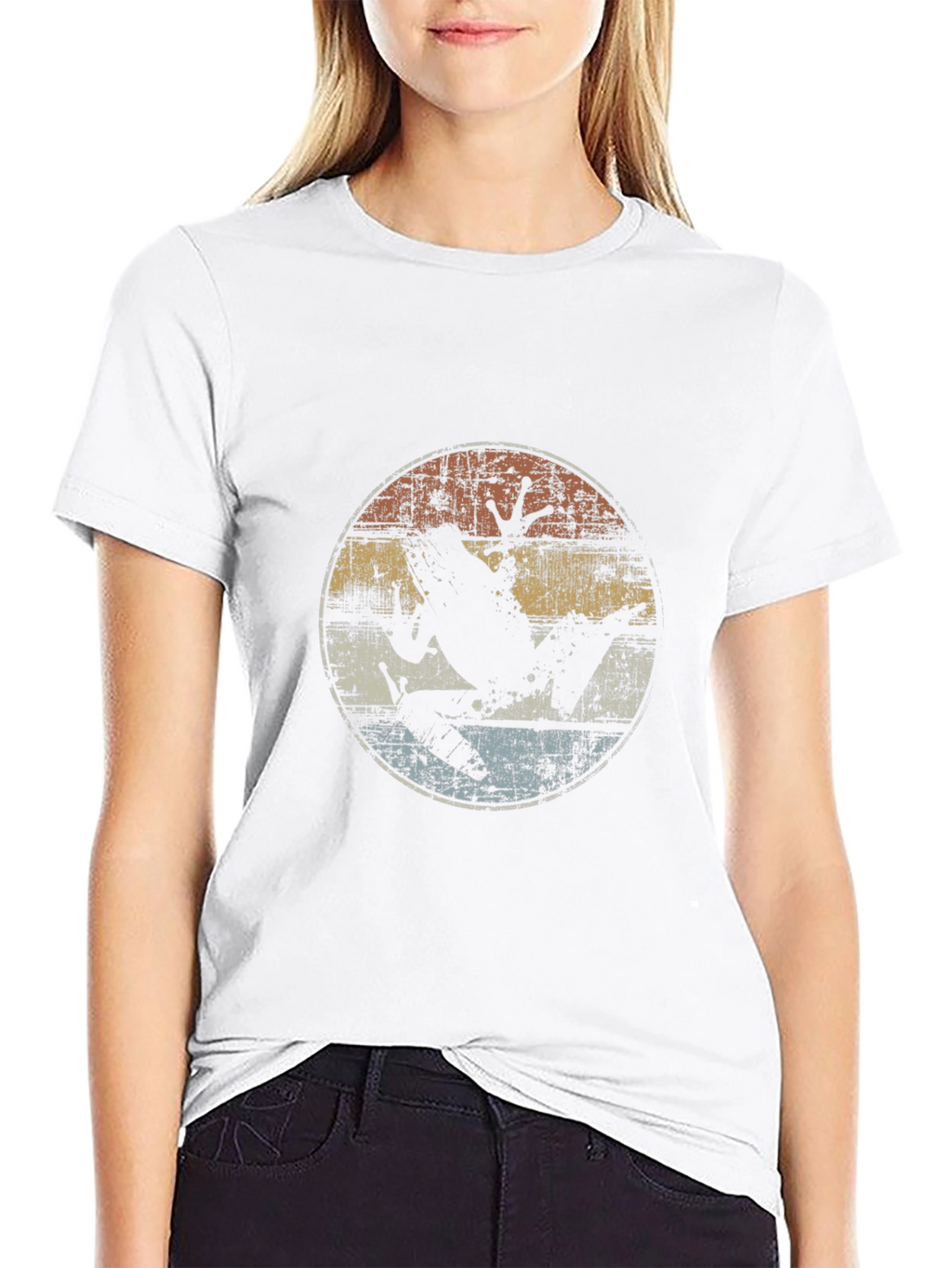 Retro Frog Graphic Tee - Distressed Design