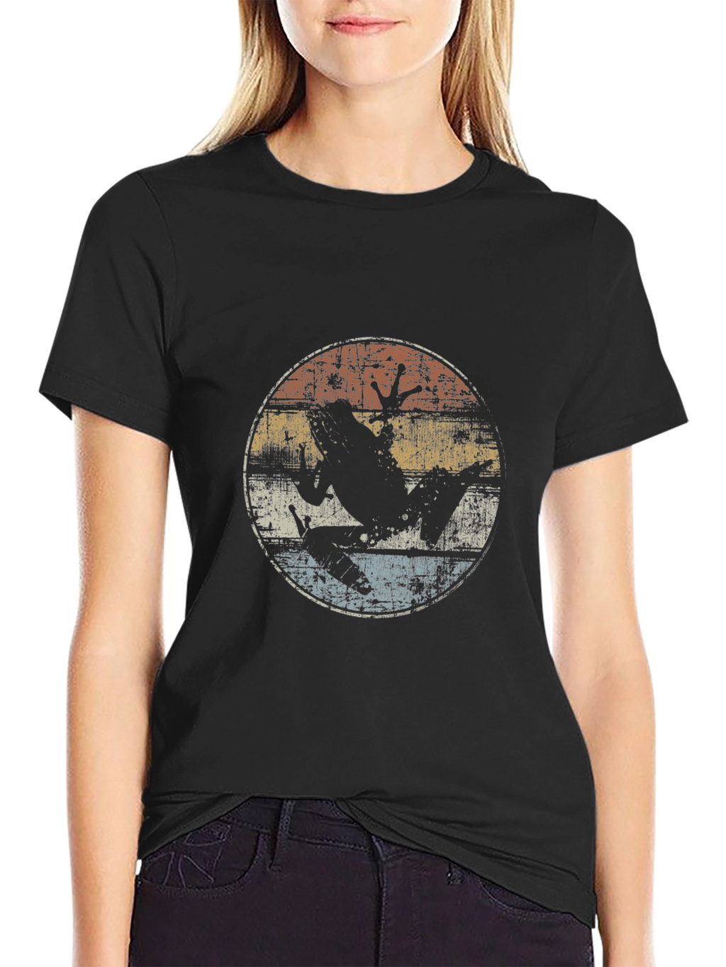 Retro Frog Graphic Tee - Distressed Design