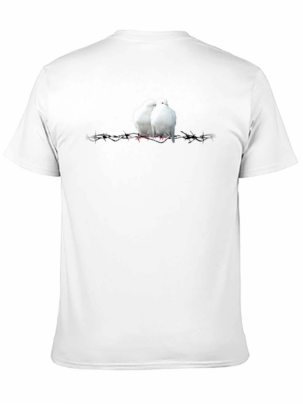 Doves on Barbed Wire Graphic Tee - Black