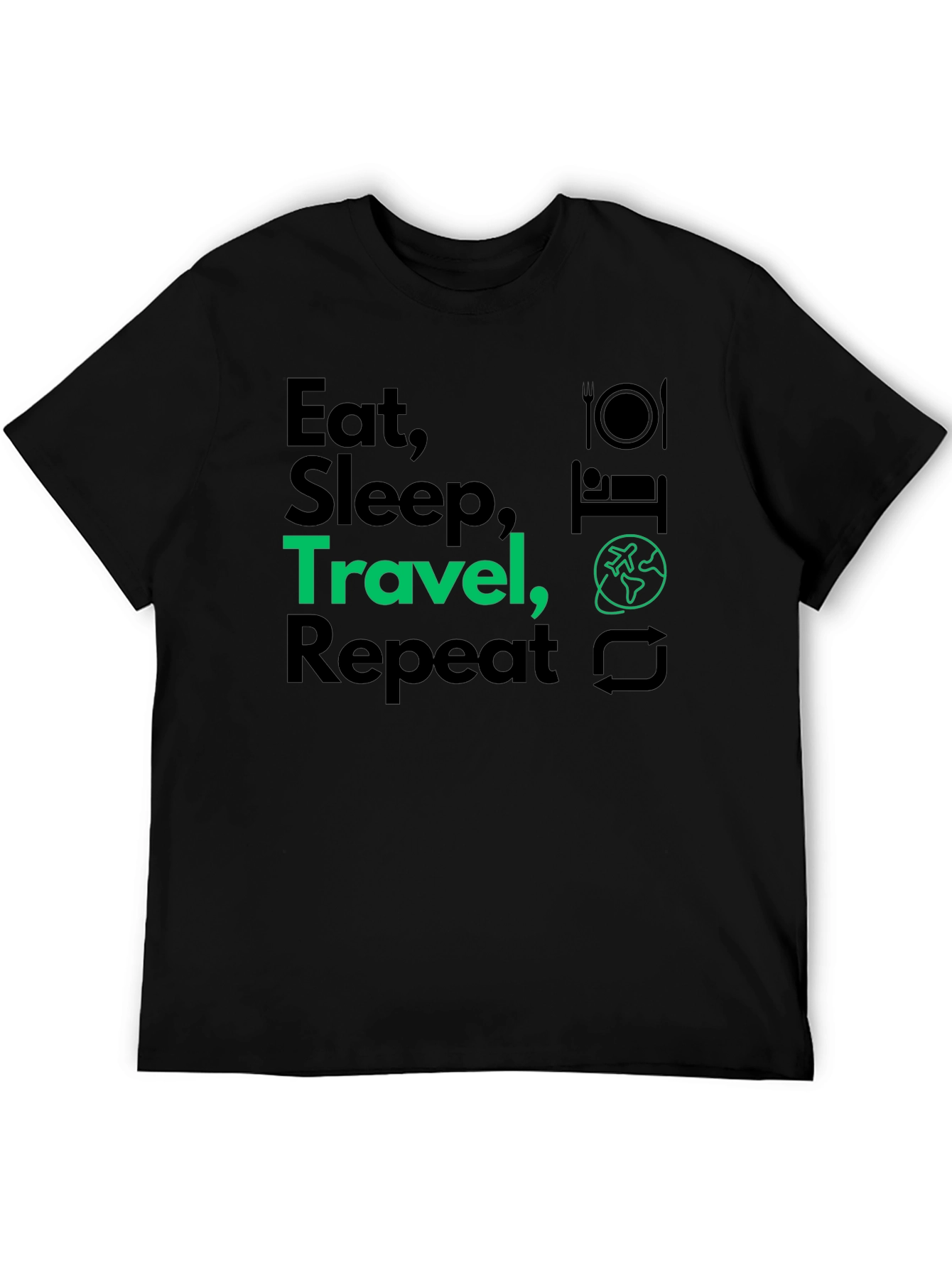 Eat Sleep Travel Repeat Graphic T-Shirt