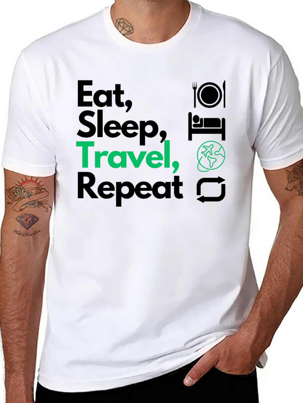 Eat Sleep Travel Repeat Graphic T-Shirt