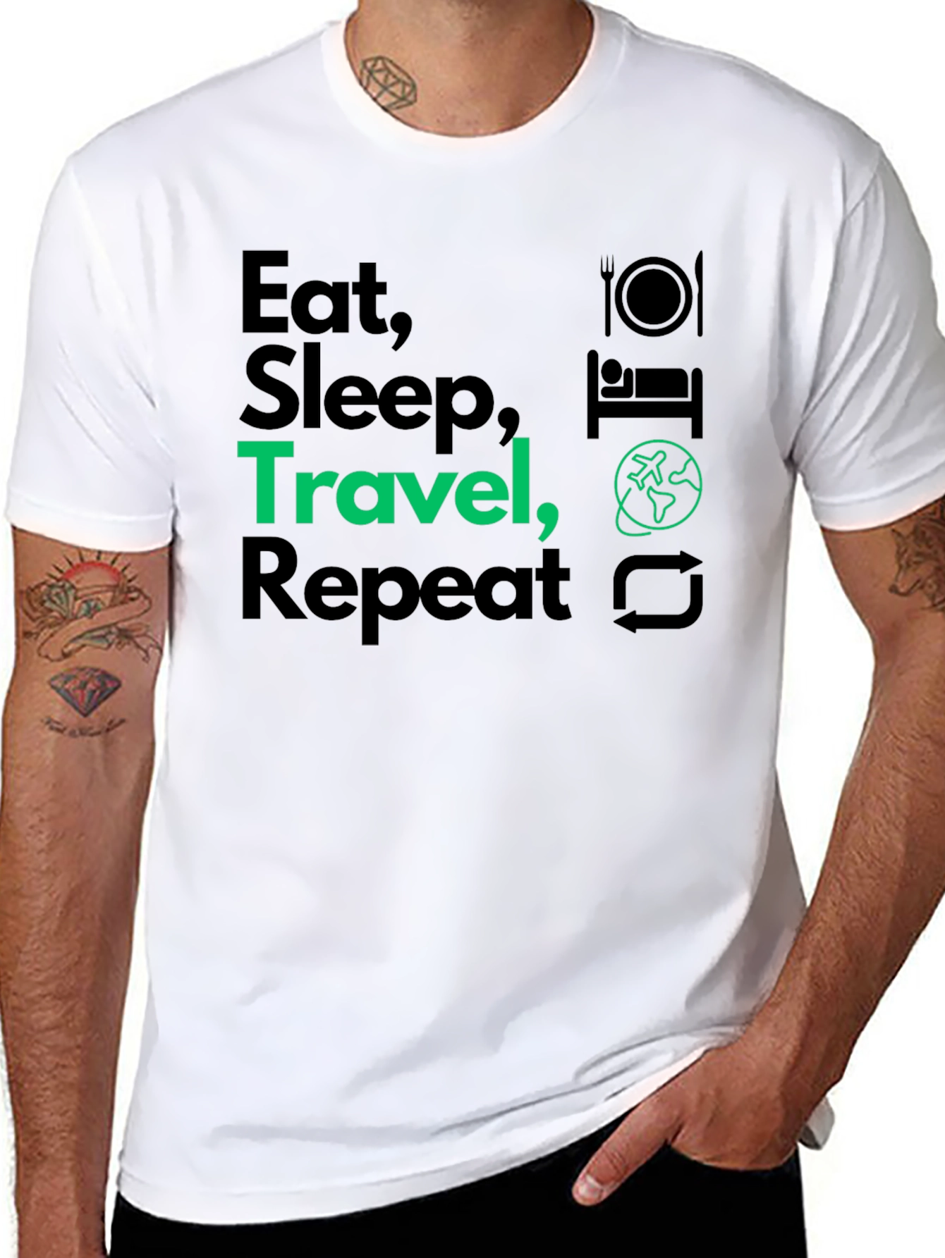 Eat Sleep Travel Repeat Graphic T-Shirt