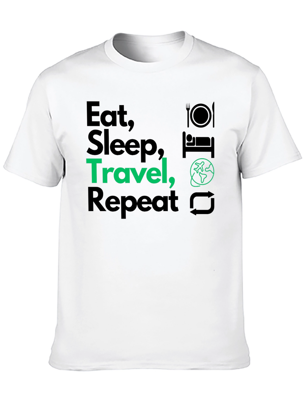 Eat Sleep Travel Repeat Graphic T-Shirt