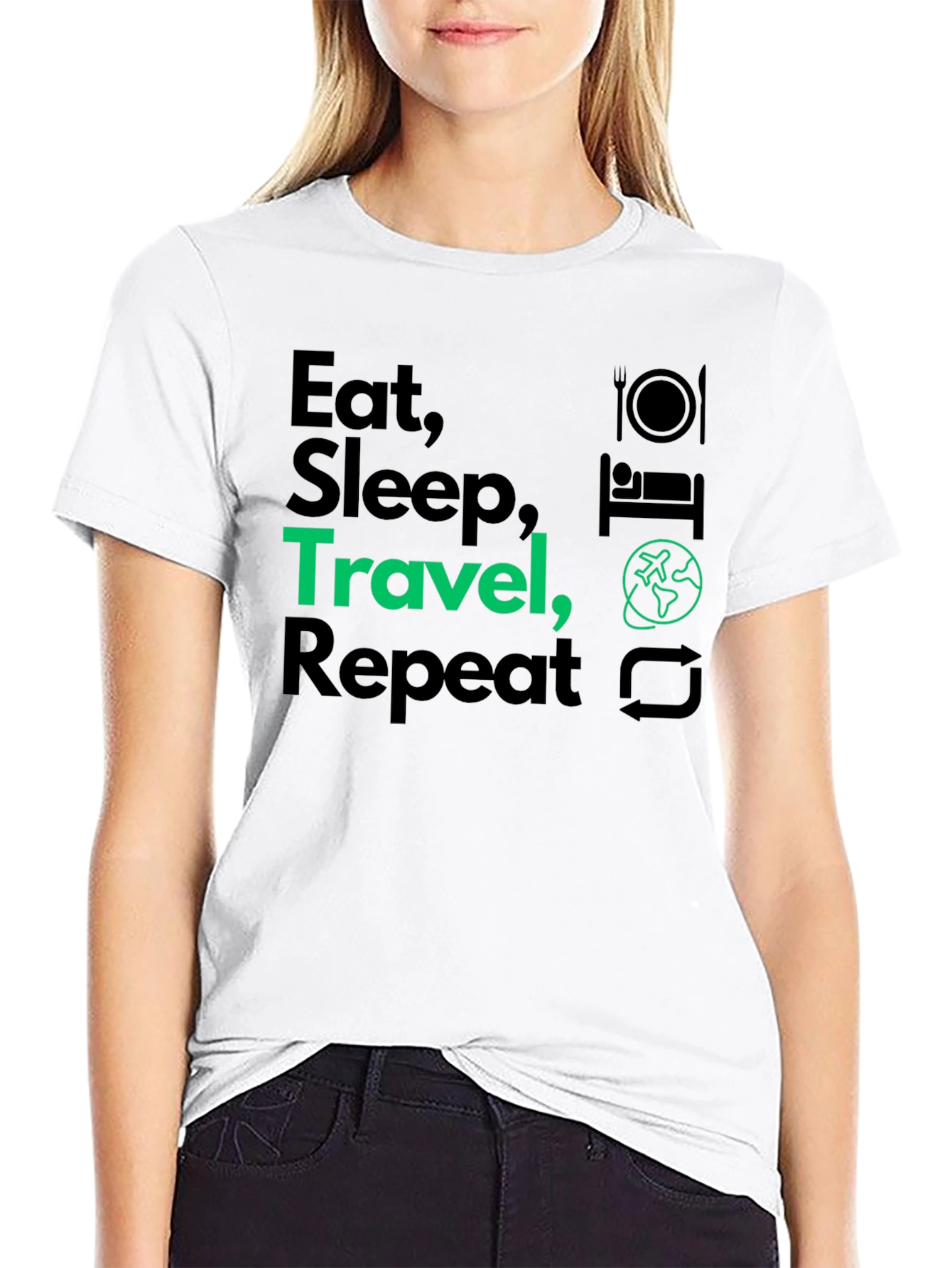 Eat Sleep Travel Repeat Graphic T-Shirt