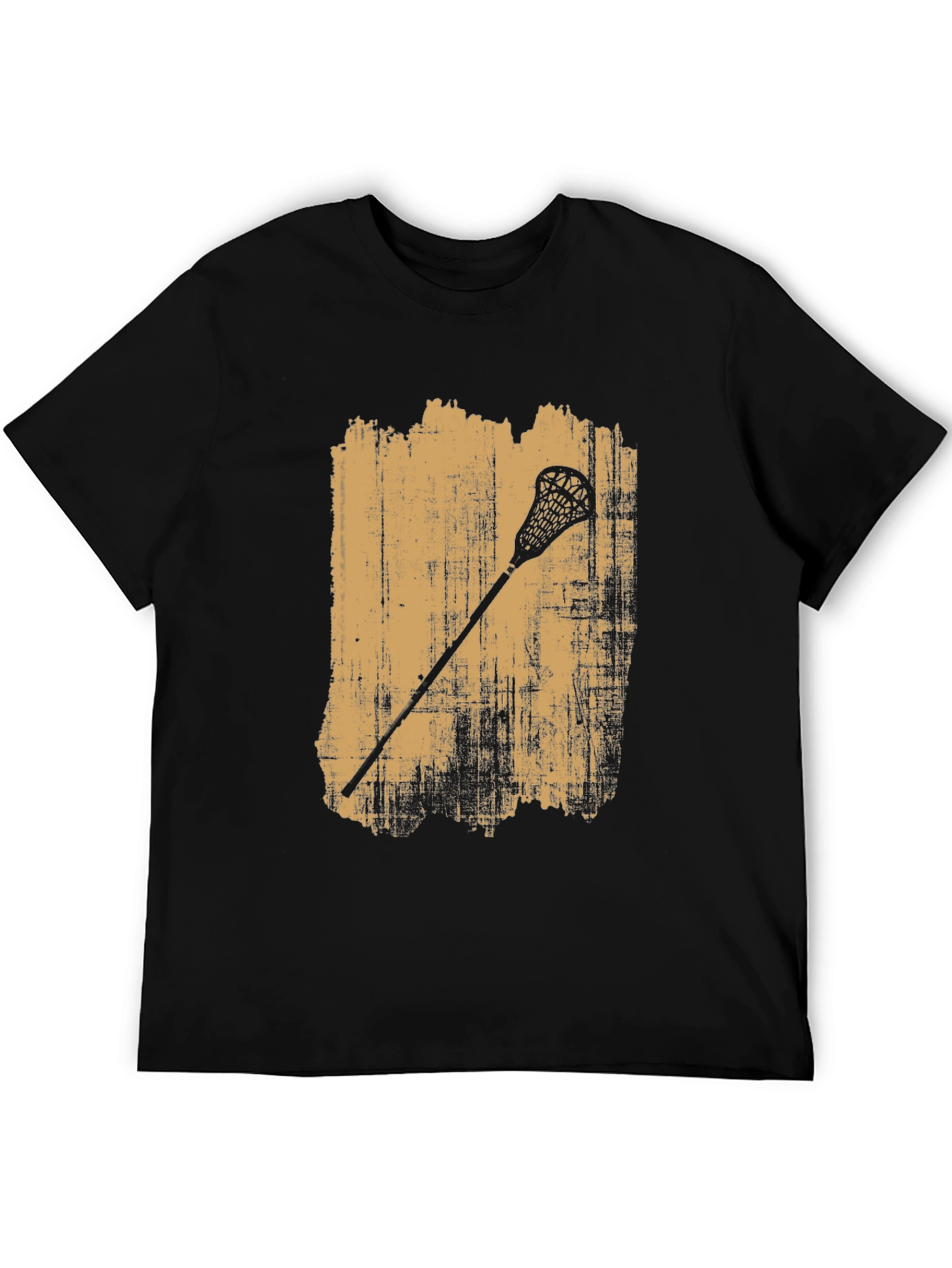 Lacrosse Stick Graphic Tee - Vintage Style Black T-Shirt