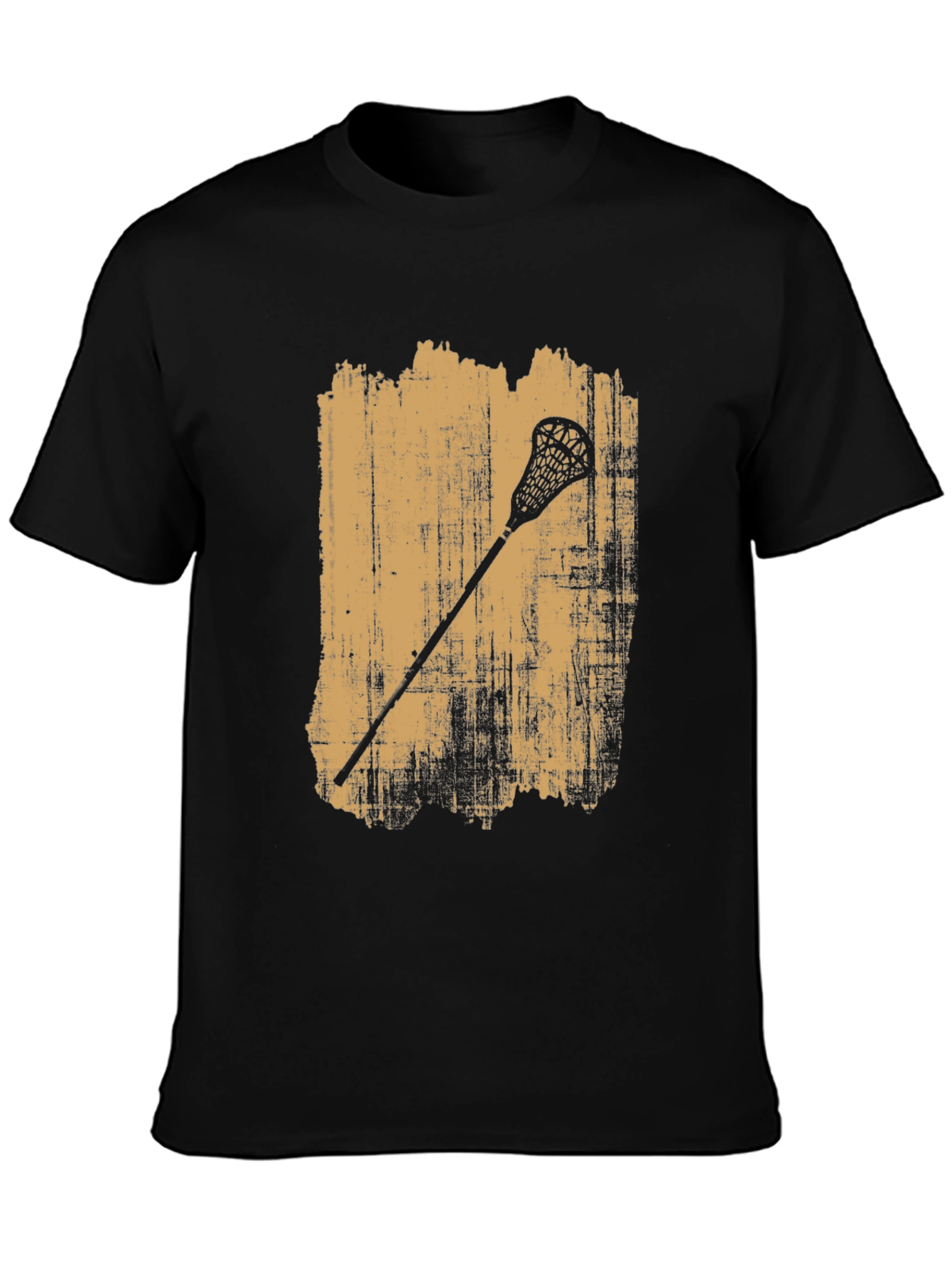 Lacrosse Stick Graphic Tee - Vintage Style Black T-Shirt