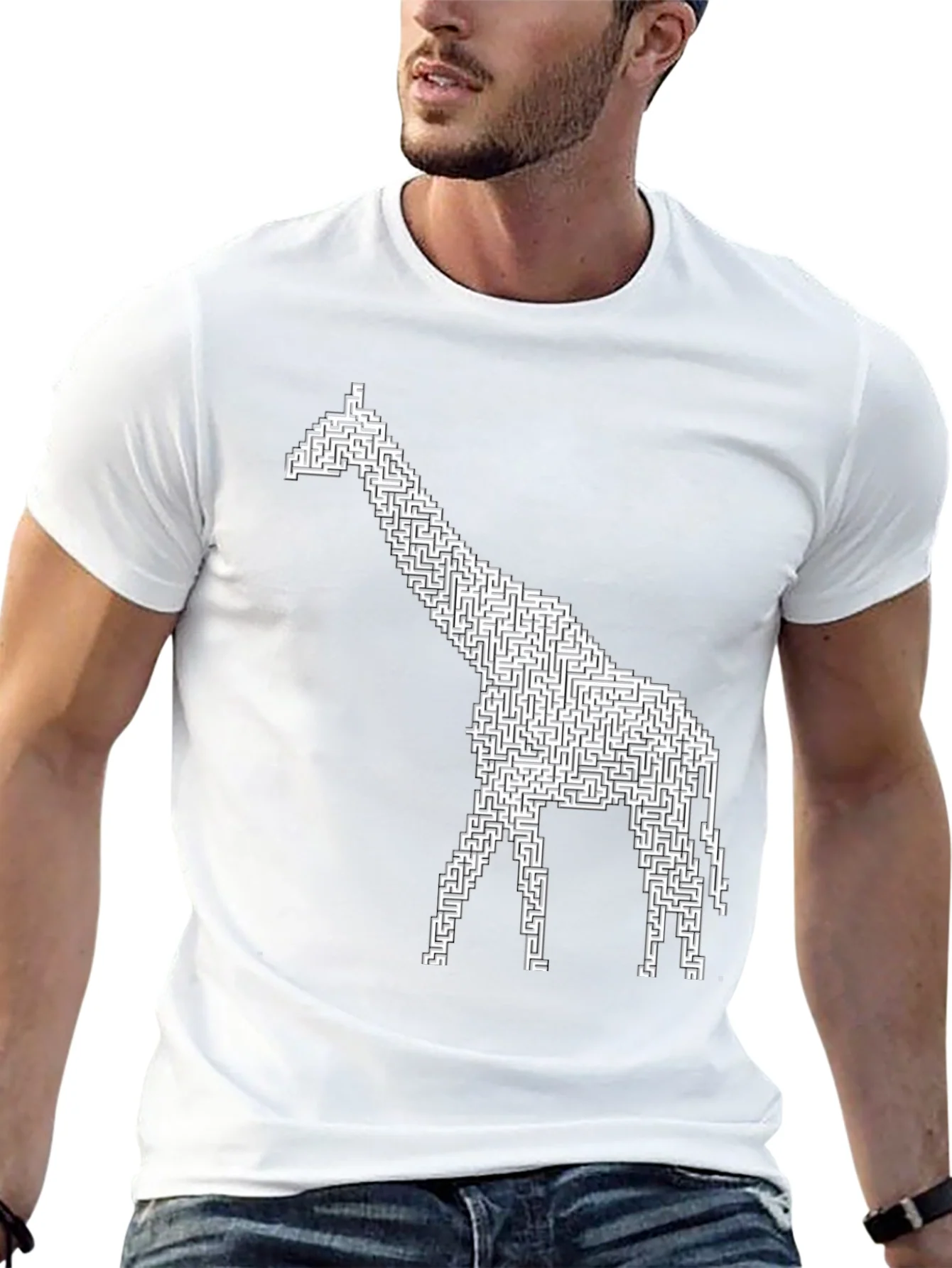 Giraffe Maze Black T-Shirt
