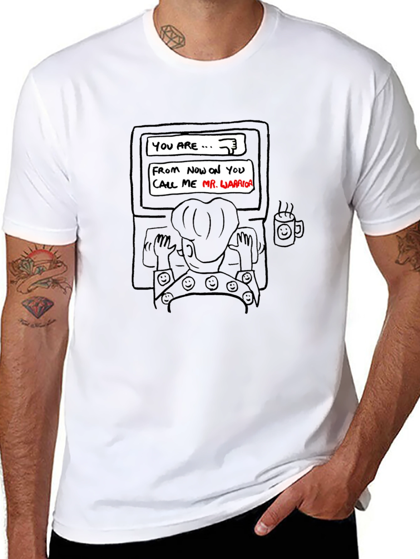 Mr. Warrior Graphic Tee - Black Cotton Casual T-Shirt