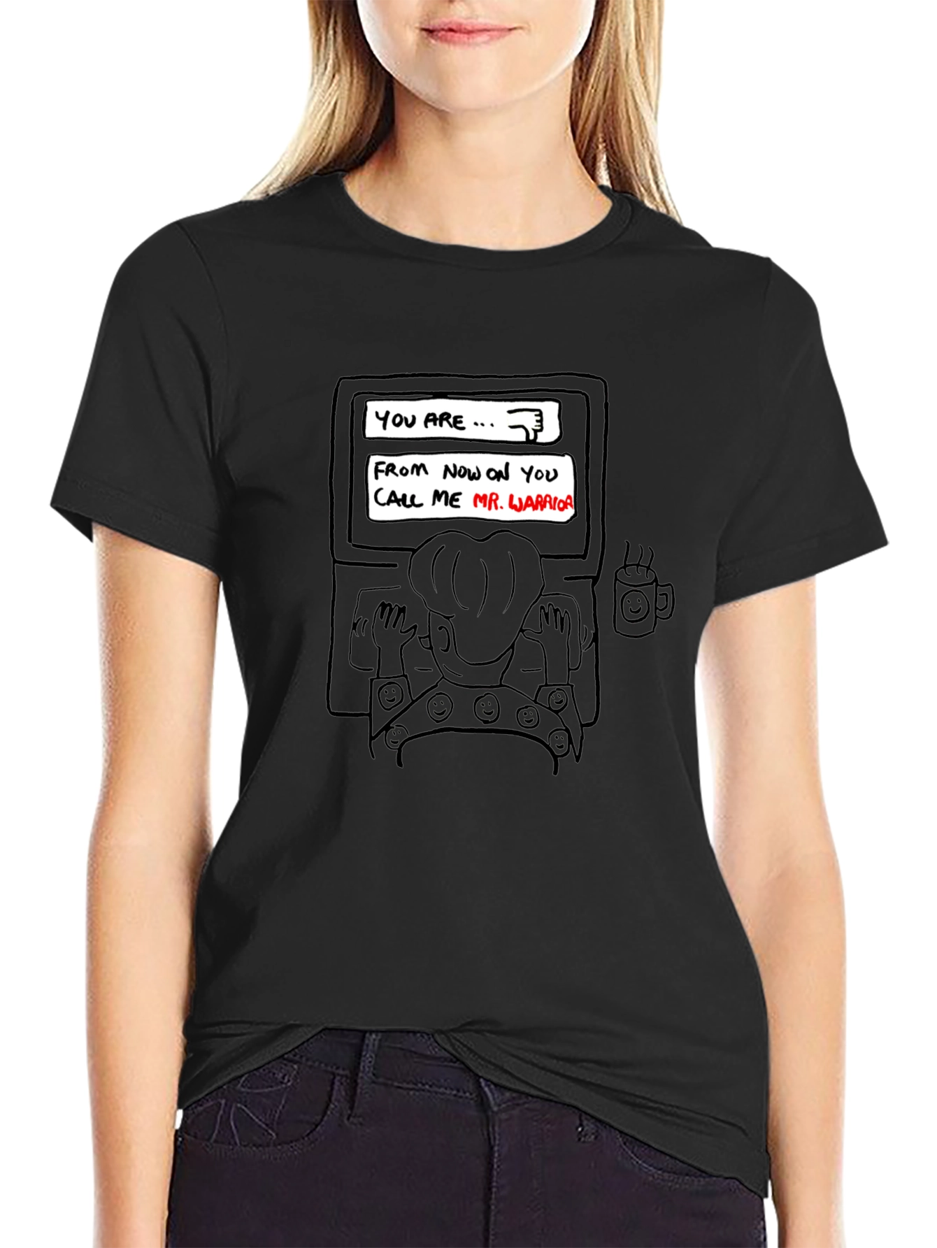 Mr. Warrior Graphic Tee - Black Cotton Casual T-Shirt