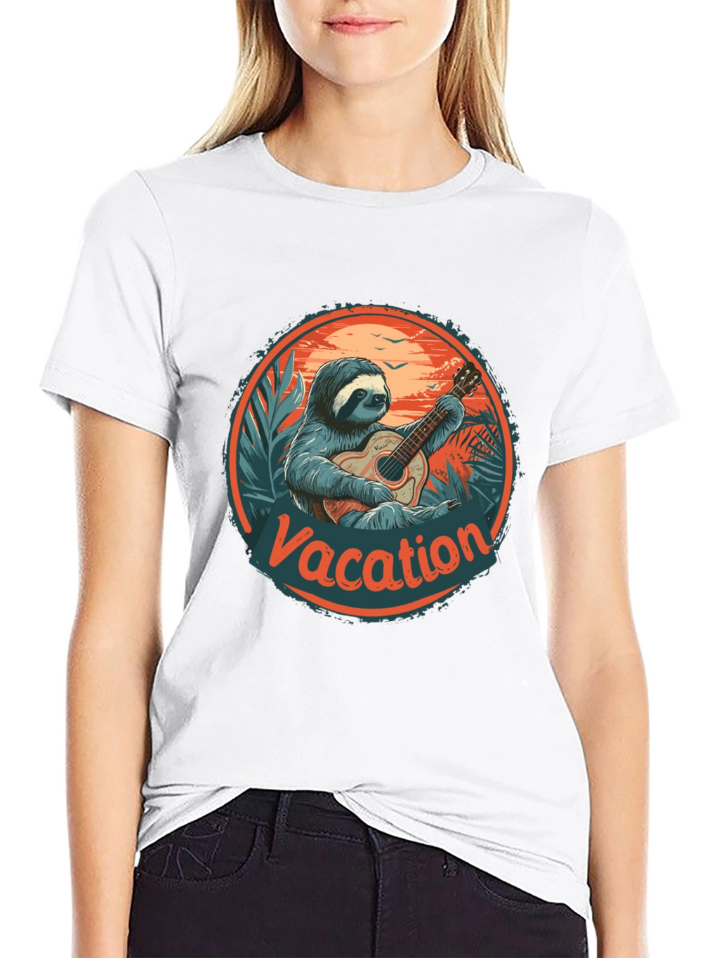 Vacation Sloth Guitar T-Shirt - Island Vibes