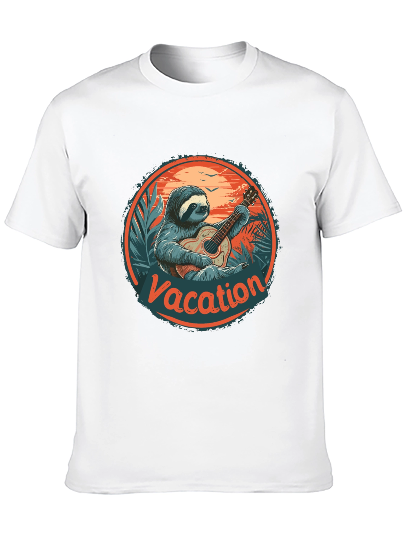 Vacation Sloth Guitar T-Shirt - Island Vibes