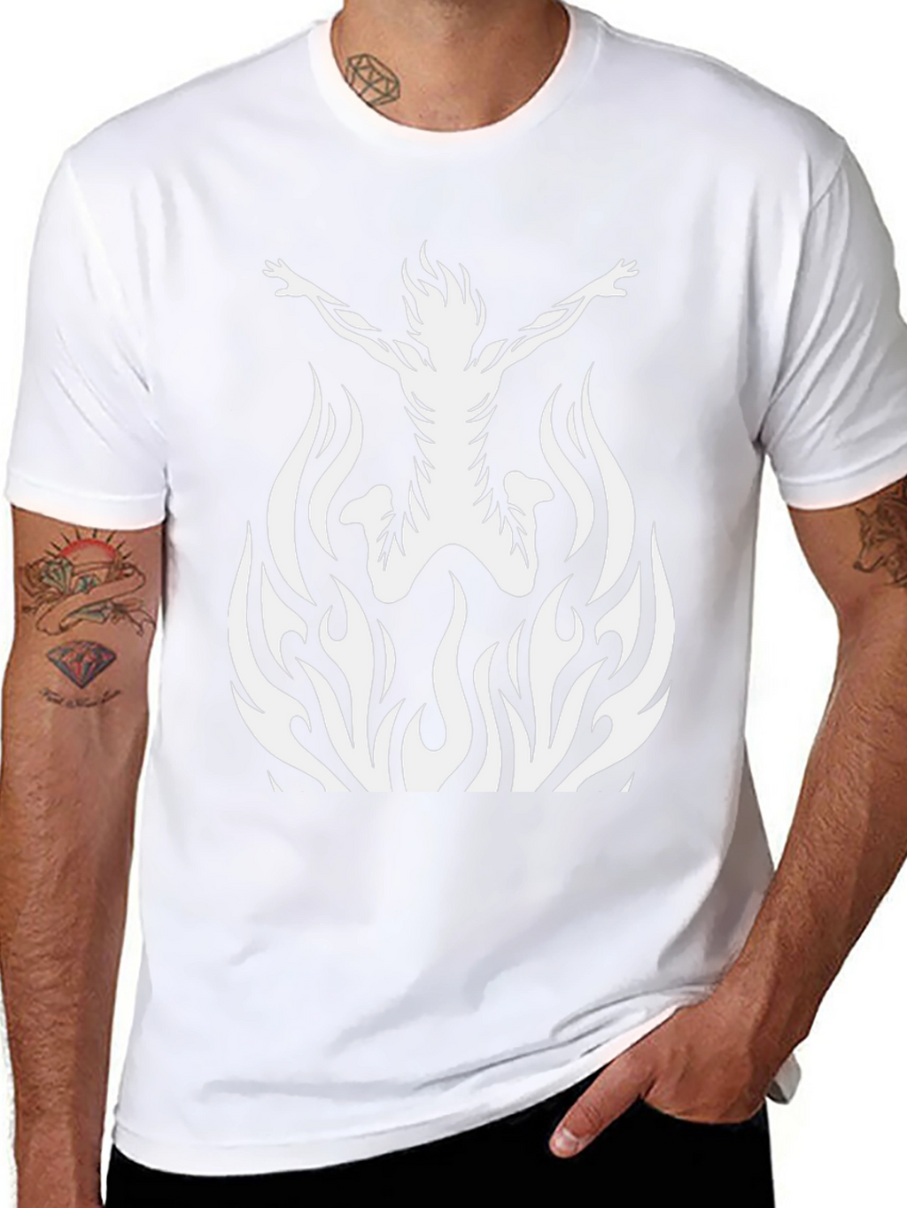 Fiery Silhouette Graphic Tee - Black Cotton T-Shirt