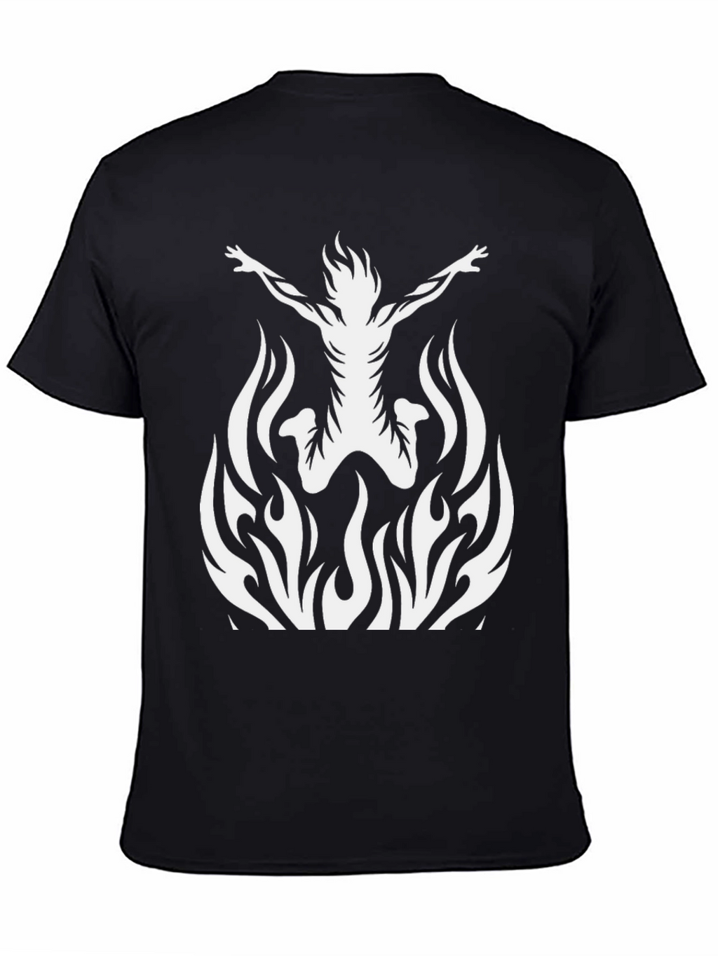 Fiery Silhouette Graphic Tee - Black Cotton T-Shirt
