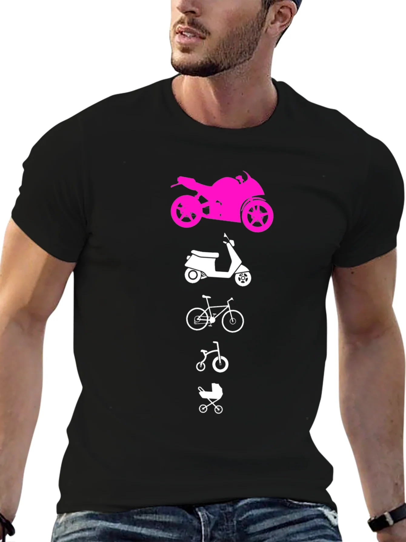 Evolution of Man Tee: Motorcycle Scooter Bike Baby Carriage