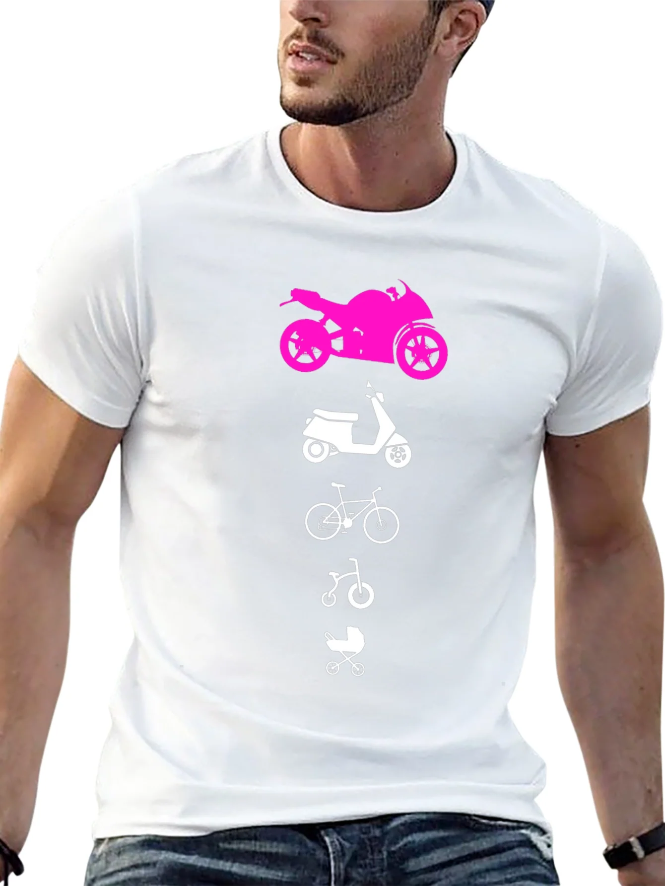 Evolution of Man Tee: Motorcycle Scooter Bike Baby Carriage