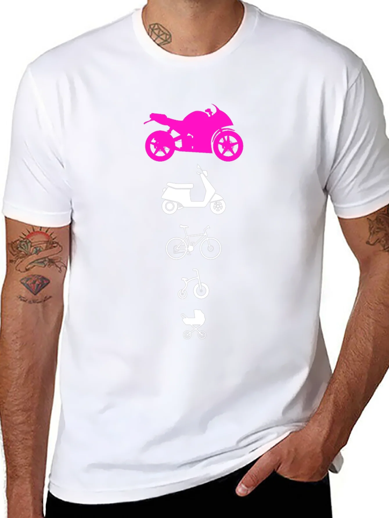 Evolution of Man Tee: Motorcycle Scooter Bike Baby Carriage