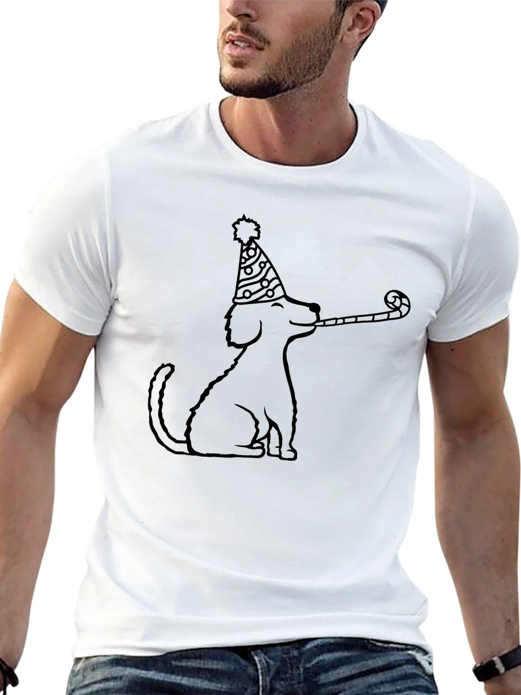 Party Dog Graphic T-Shirt - Black